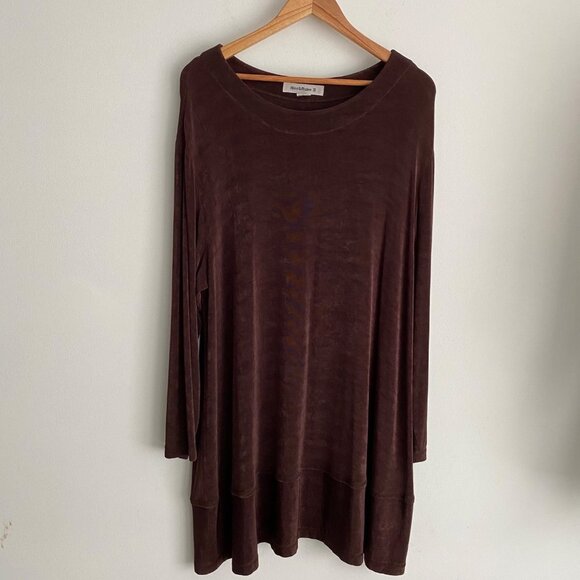 Hino & Malee II Womens Vintage Long Sleeve Shift Dress Size 2 Brown Minimalist S - Picture 1 of 14